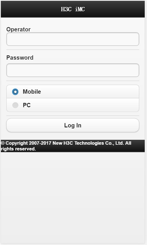 Login page