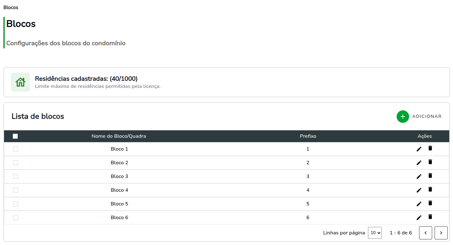 Condomínio Blocos do software
