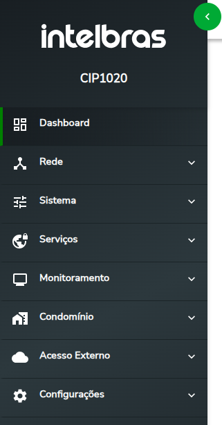 Menu lateral do software