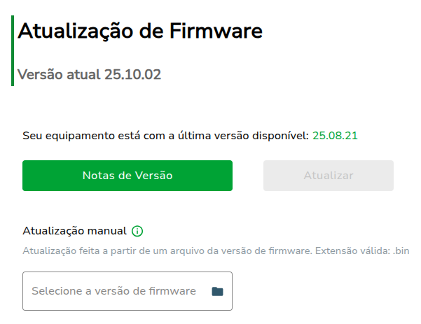 Sistema Atualização do software