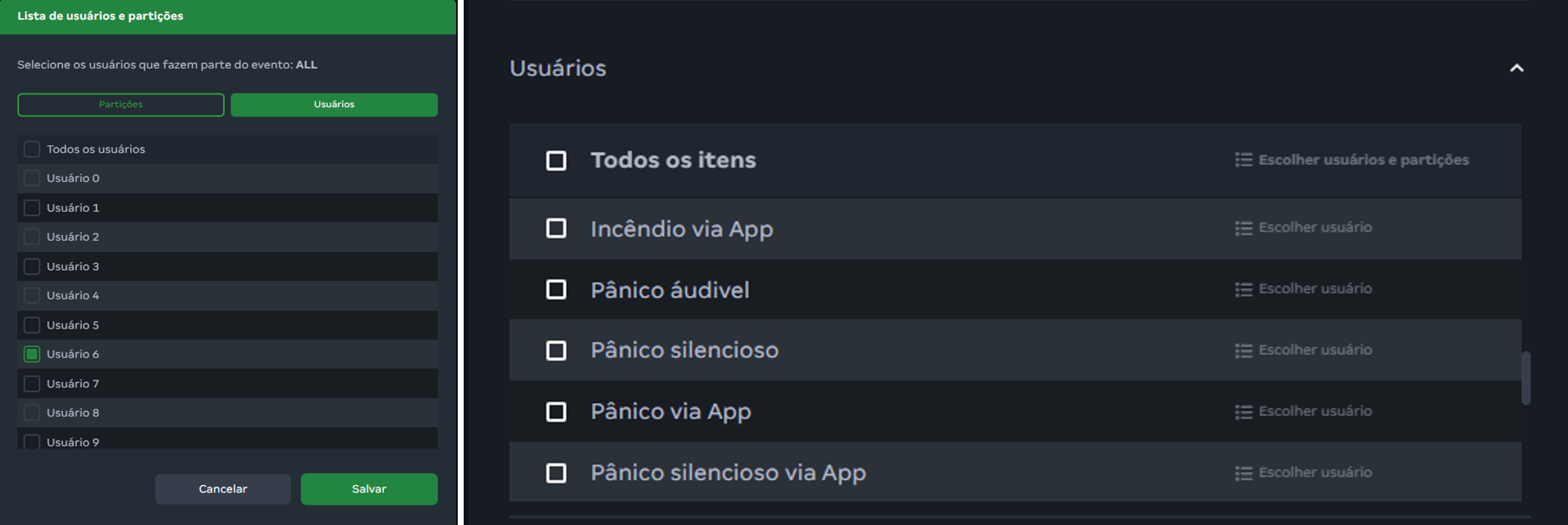 Figura 85. Eventos de usuário