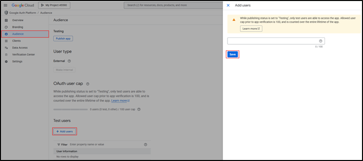 Adding test users