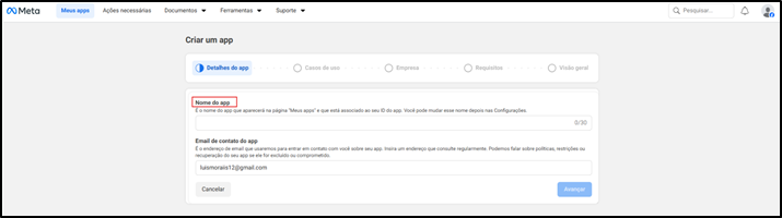 Especificando o nome do aplicativo
