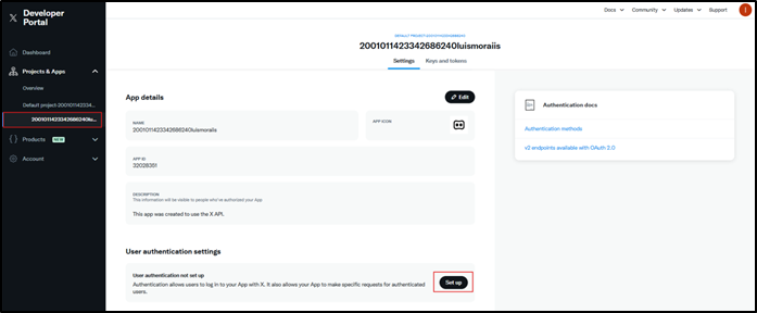 Configurações de autenticação do usuário