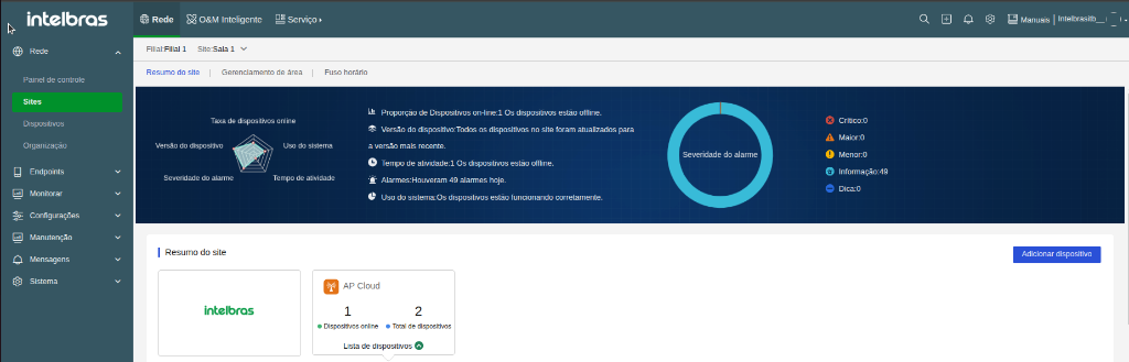 Adicionar dispositivo pelo resumo do site