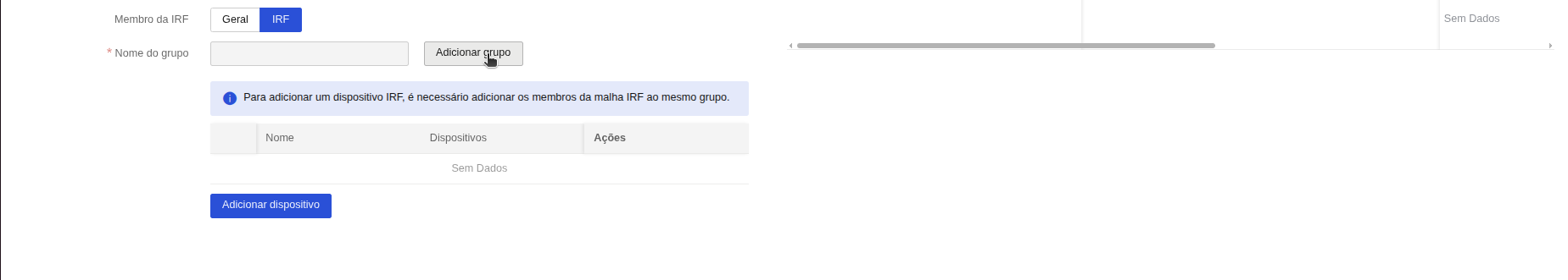 Seleção da Opção IRF