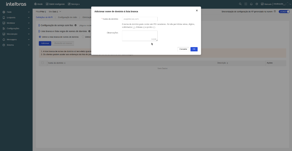 Adicionar nome de domínio à white list