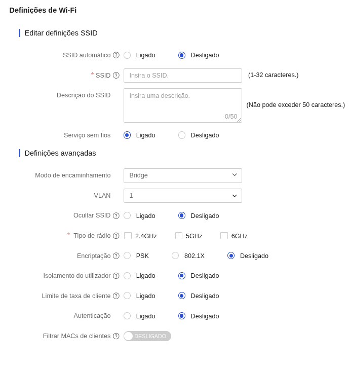 Definições de Wi-Fi