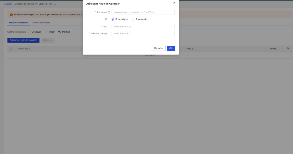 Adicionar Rede de Controle