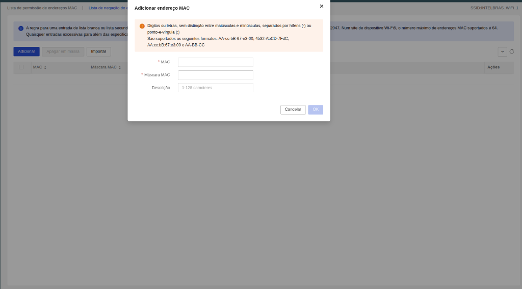 Adicionar endereço MAC