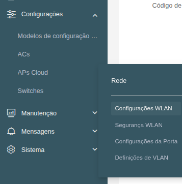 Navegação para Configurações WLAN