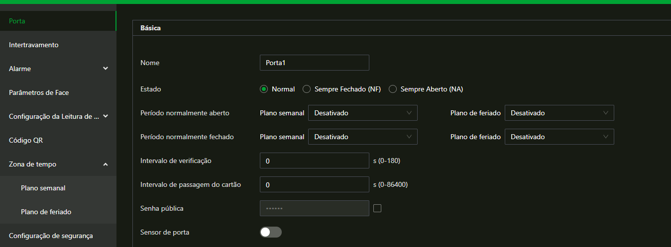 Acesso > Porta > Básica no SS 1520 W