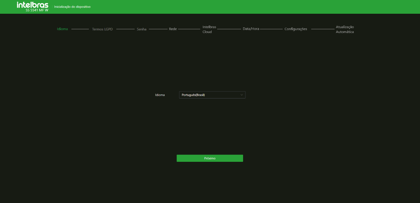 Passo de configuração de rede do assistente