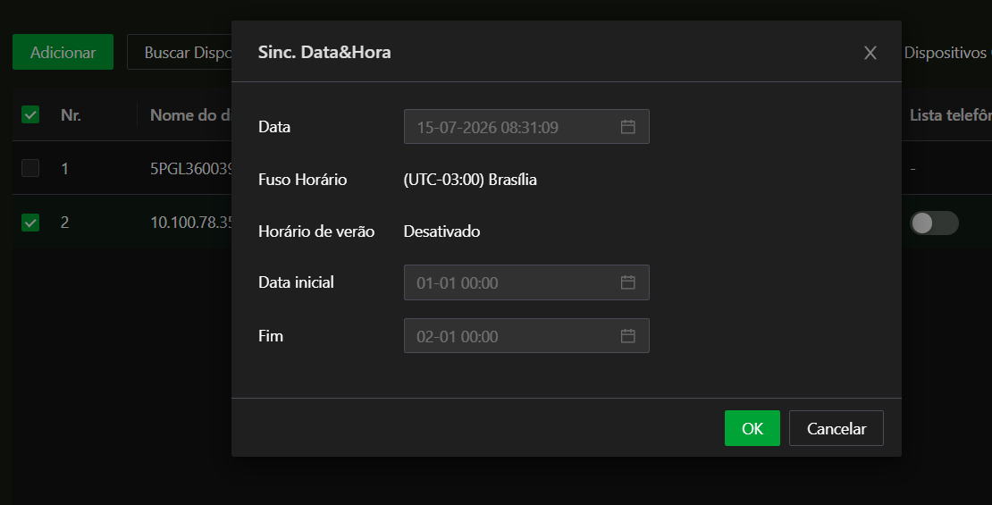 Sincronização de Data e Hora