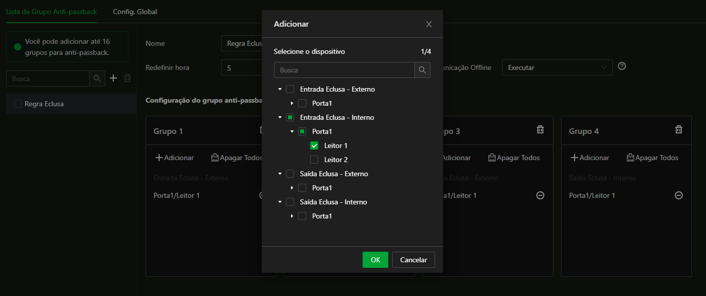 Configuração do Grupo 2 Anti-Passback