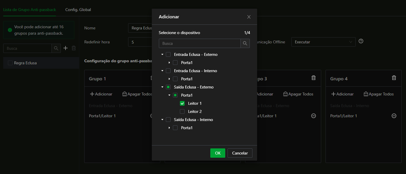Configuração do Grupo 3 Anti-Passback