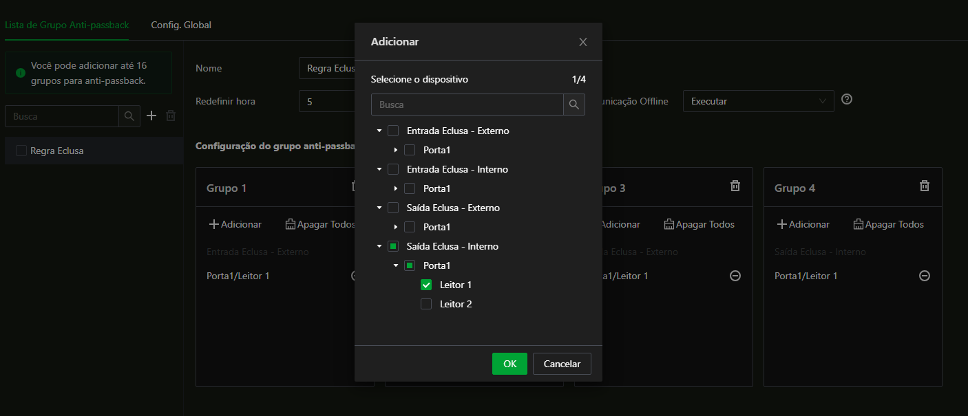 Configuração do Grupo 4 Anti-Passback