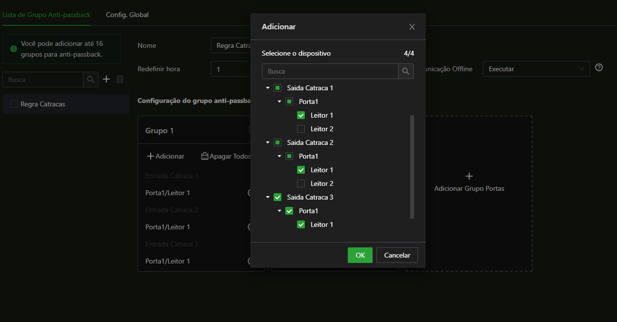 Configuração do Grupo 2 Anti-Passback