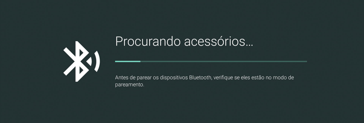 Tela procurando acessórios via bluetooth