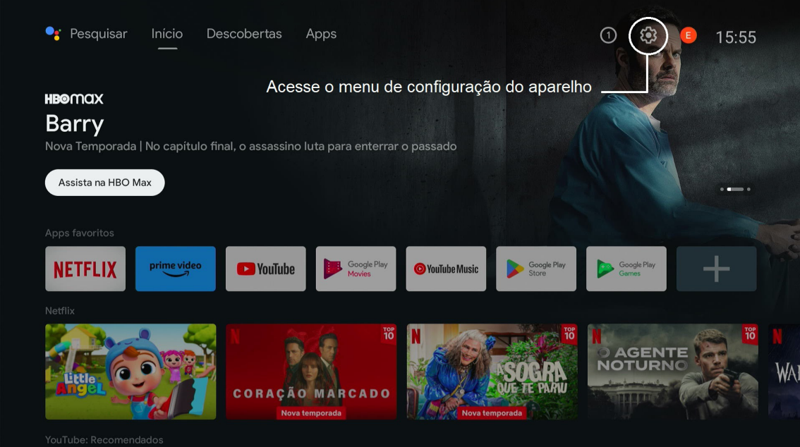 Tela menu principal box Full HD