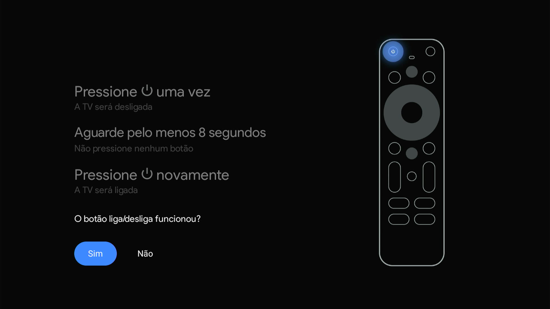 Figura tela configuração do controle - tecla liga/desliga NOK