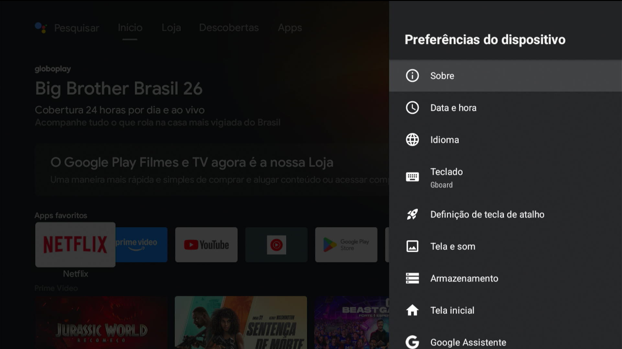Tela config sistema