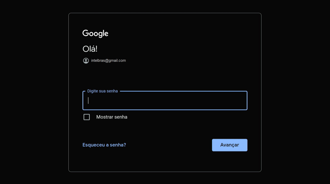 Figura tela senha conta google