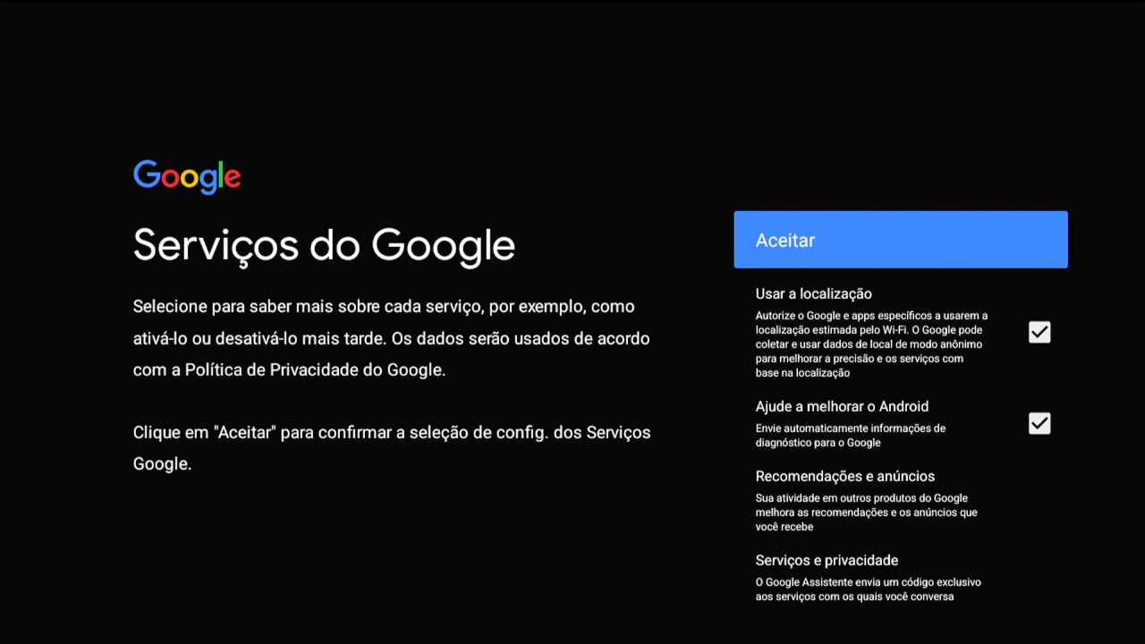 Figura tela dos serviços do google