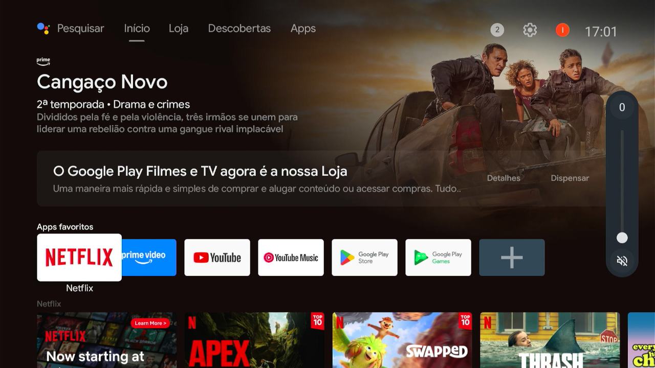 Tela controle de volume -