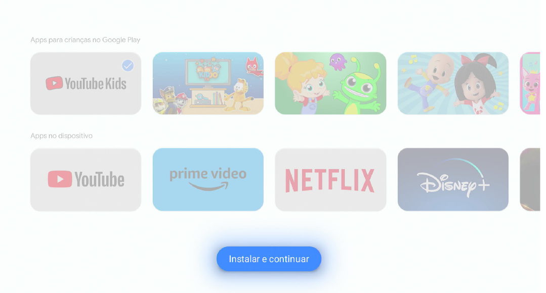 Tela selecionar app youtubeKids