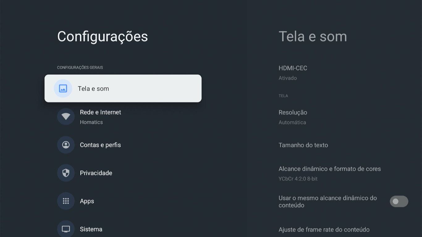 Tela configuranções do Dongle