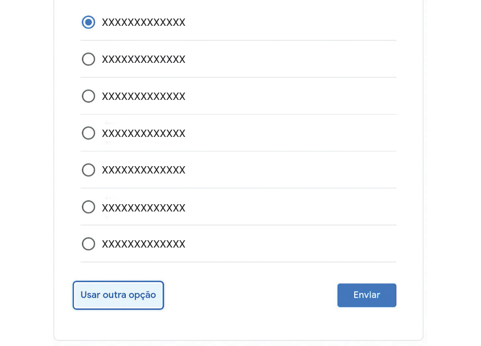 Tela código de verificação
