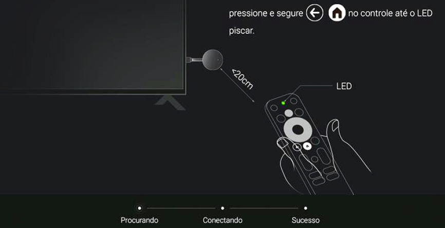 Tela de pareamento do controle remoto