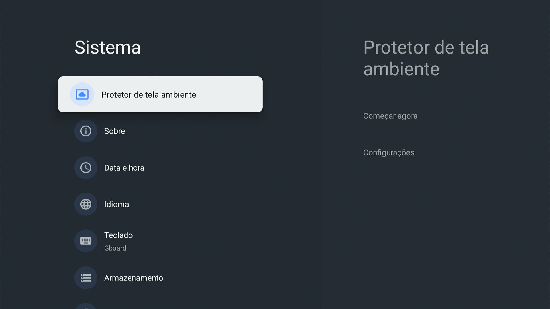 Tela config sistema