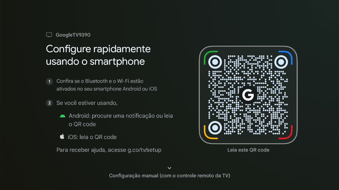 Tela de configuração com o app google home
