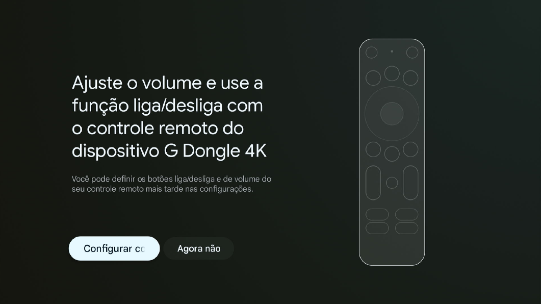 Tela configuração do controle remoto