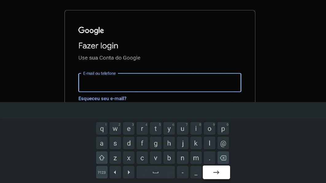 Tela fazer login com google