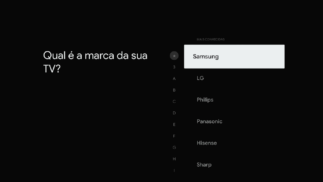 Tela configuranção marca da TV 