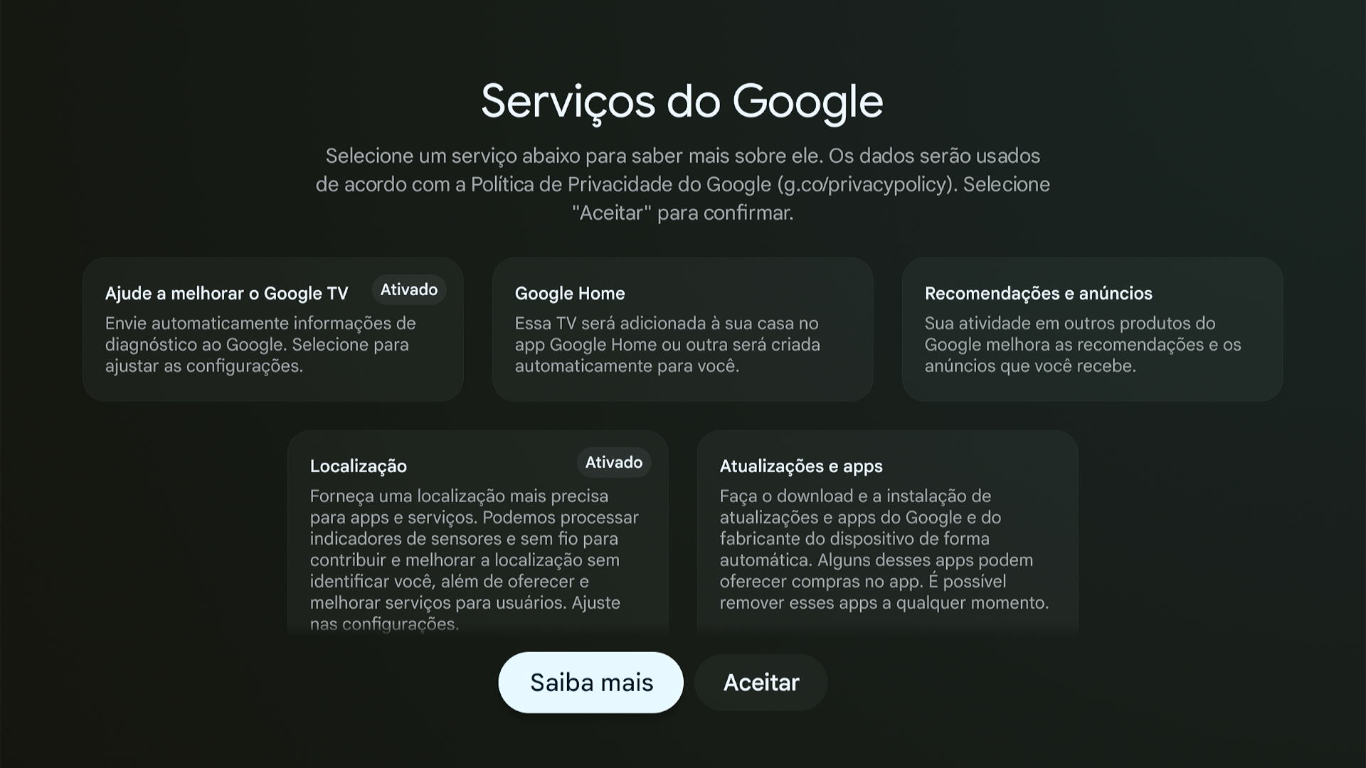 Tela configuração google home