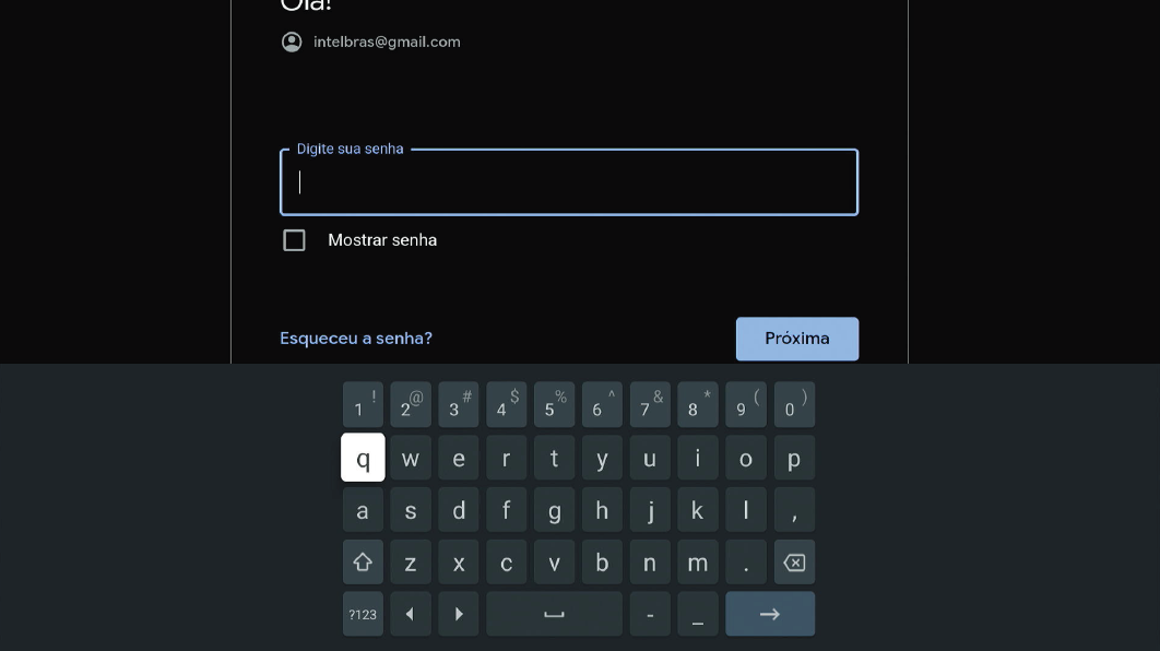 Tela senha conta google