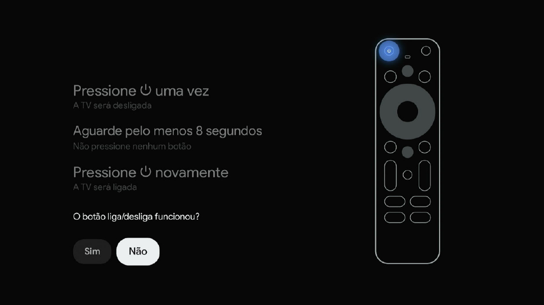 Figura tela configuração do controle - tecla liga/desliga NOK