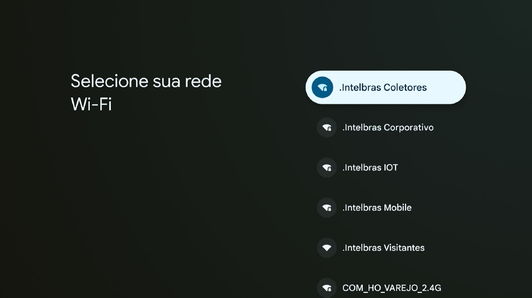 Tela selecionar Wi-Fi