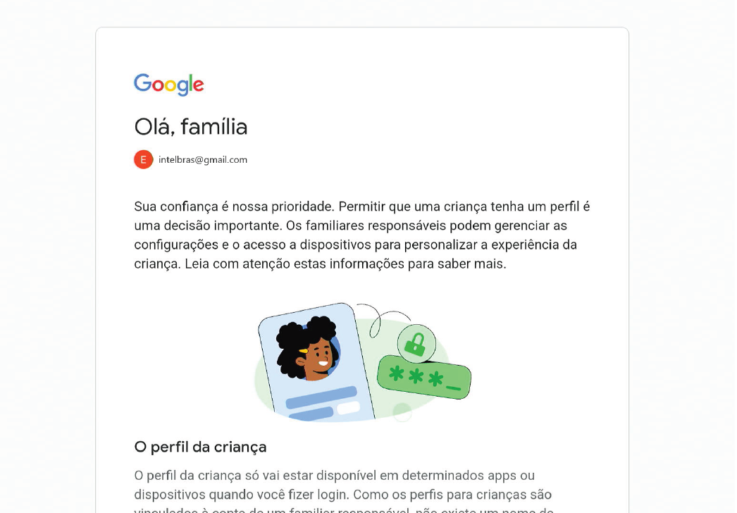 Tela termo e politica da conta kids