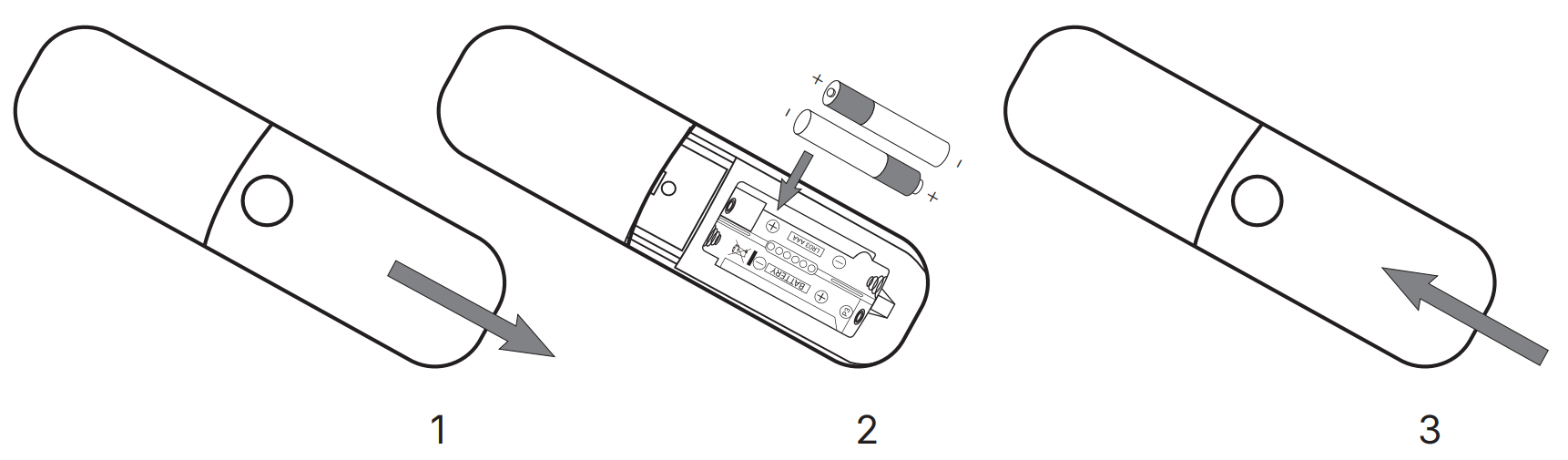Instrução de inserir as pilhas no controle remoto